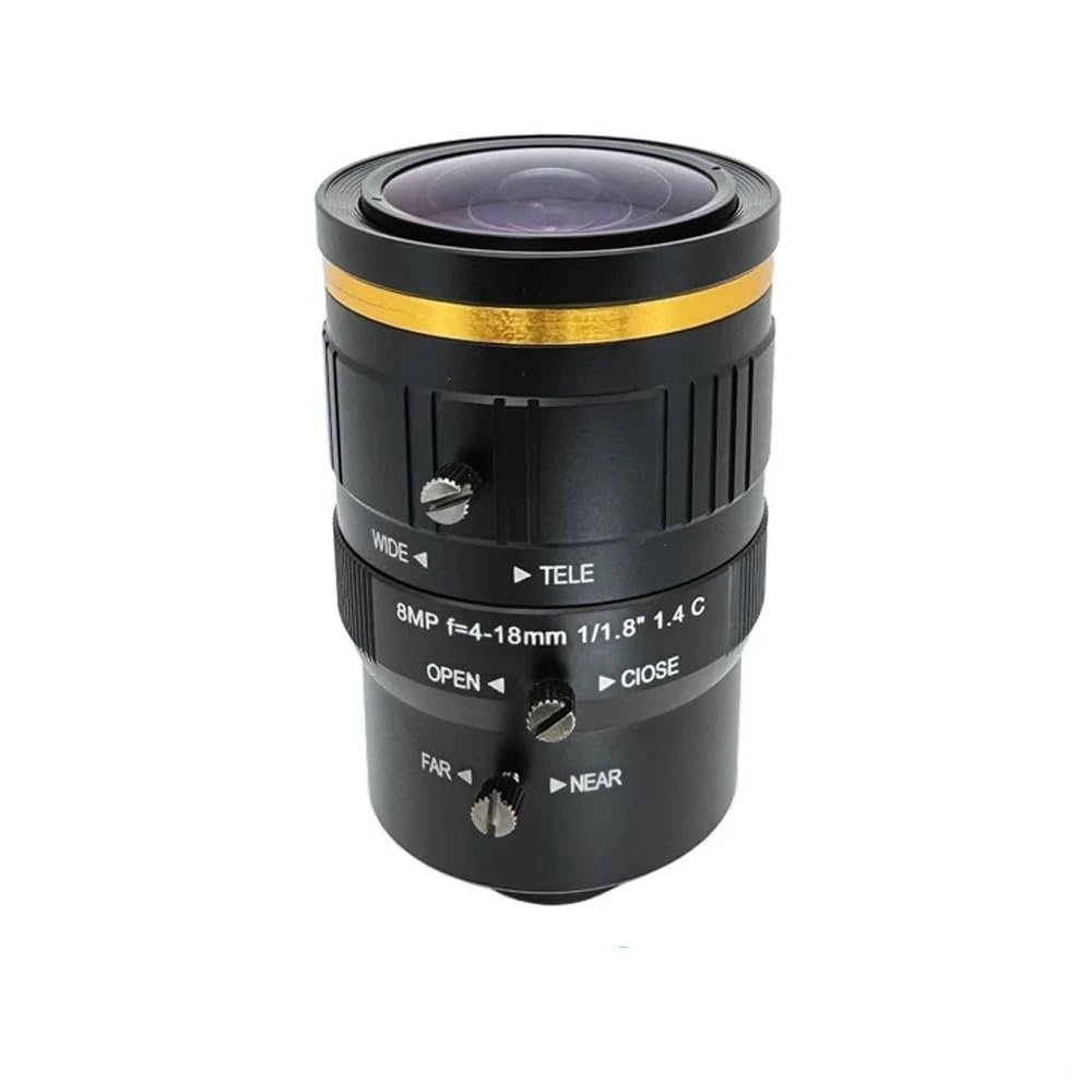 HD 4K 8 Megapixel C-Mount Varifocal CCTV Lens 4-18mm Aperture F1.4 Format 1/1.8 for Surveillance Security Cameras