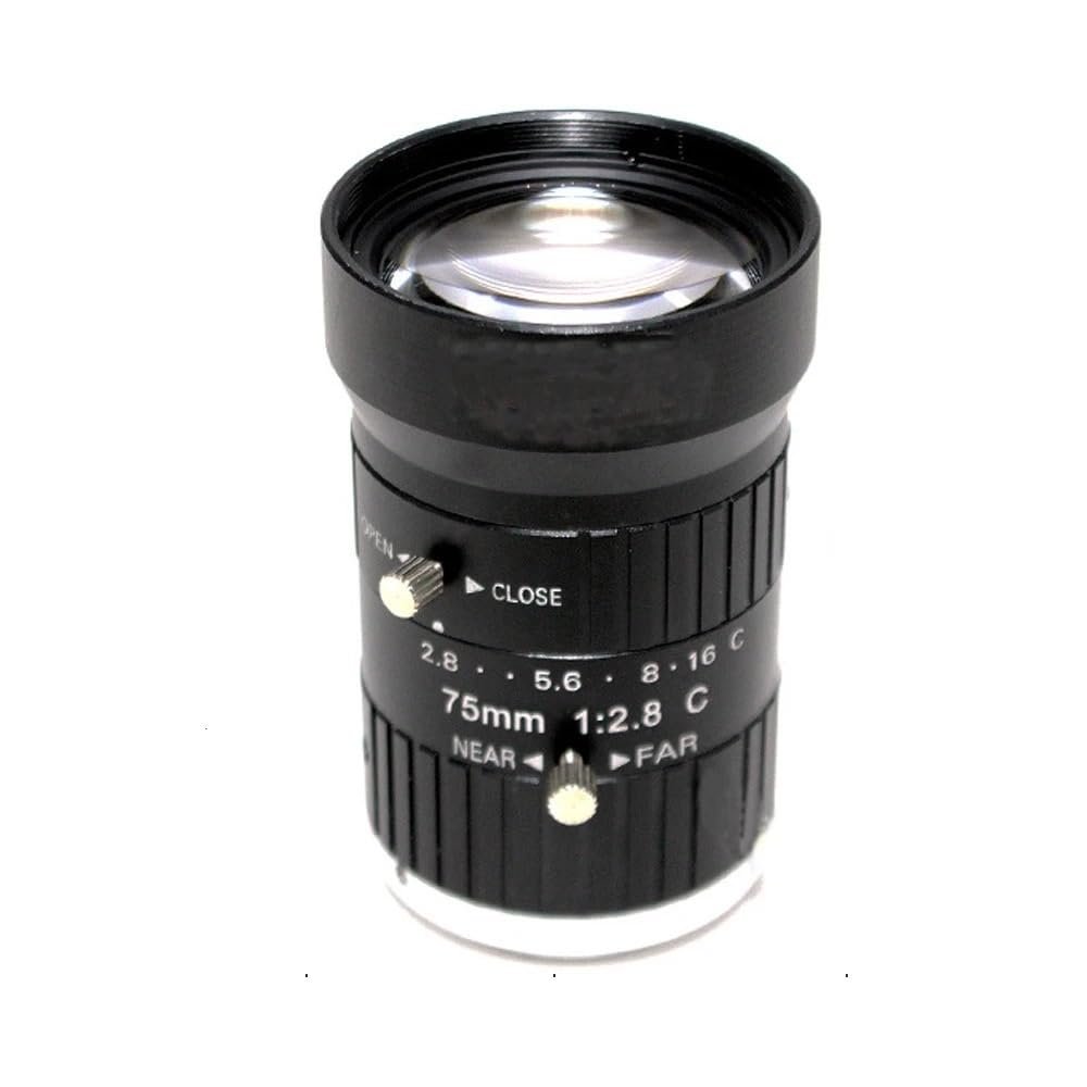8MP CCTV Camera Lens 75mm C-Mount Manual Iris Focus F2.8 Aperture 1 Inch Image Format Security Camera Industrial Lens