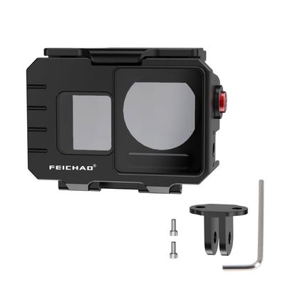 FEICHAO 80m Diving Camera Case 1/4 Positioning Hole Underwater Frame Compatible with Action 5 Pro/4/3 Sports Camera (Case+2-Slot Bracket)