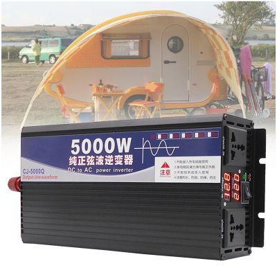 ZEEKYFOR Car Power Inverter for Laptop, Pure Sine Wave Inverter DC to AC Voltage Converter with Dual Sockets, for Camping/RV/Truck/Boat,24V to 220V