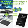 4K Ultra HD Media Player & HDD Enclosure 2-in-1,Digital Signage, Play H.265/HEVC H.264/AVC MP4 MKV Videos,MP3 Music,JPG Photos,Auto Playback and Resume,Supports HDDs,USB/SD Card,4k HDMI,Analog AV. view 4