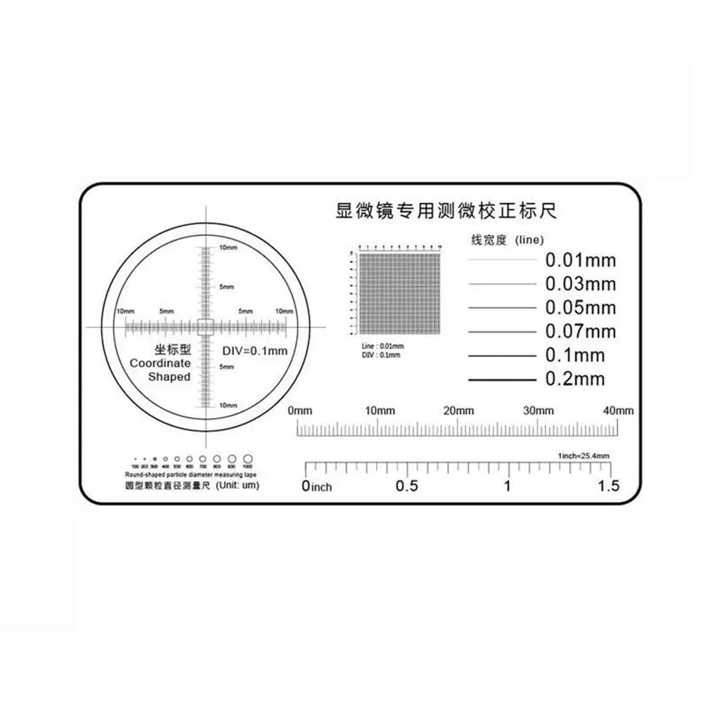 Microscope Kit PET Comparison Card Microscope Micrometer Calibration Ruler Point Gauge Measuring Soft Ruler Measurement Tool Microscope Lens Adapters(A)