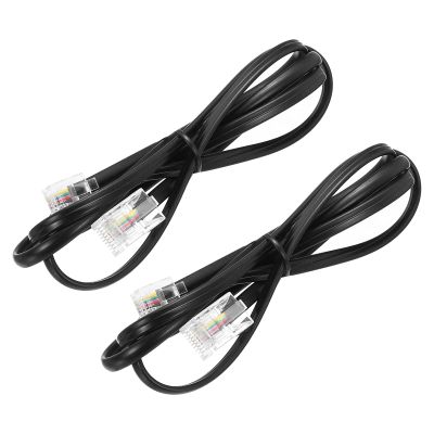 MECCANIXITY 2 Pack RJ45 8P4C to RJ11 6P4C Adapter Converter Cable, RJ45 to RJ11 Adapter Telephone Handset Cord for Home, Office, 3.3ft, Black