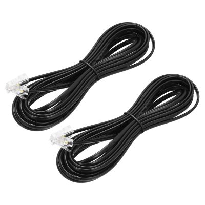 MECCANIXITY 2 Pack RJ45 8P4C to RJ11 6P4C Adapter Converter Cable, RJ45 to RJ11 Adapter Telephone Handset Cord for Home, Office, 16.4ft, Black