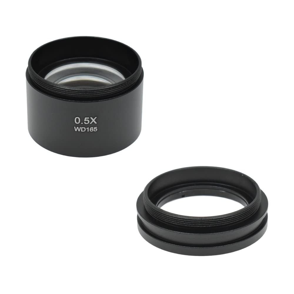 Microscope Kit 0.5X 0.7X 2X 1x Binocular Trinocular Microscope Stereo Microscope Auxiliary Objective Lens Barlow Lens Increase Working Distance Microscope Lens Adapters(0.5X 1X)
