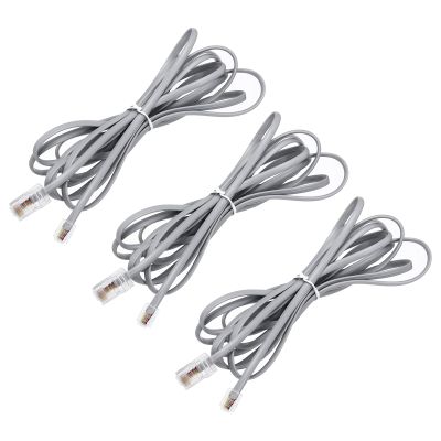 MECCANIXITY 3 Pack RJ45 8P4C to RJ11 6P4C Adapter Converter Cable, RJ45 to RJ11 Adapter Telephone Handset Cord for Home, Office, 9.8ft, Grey