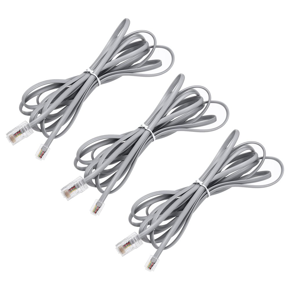 MECCANIXITY 3 Pack RJ45 8P4C to RJ11 6P4C Adapter Converter Cable, RJ45 to RJ11 Adapter Telephone Handset Cord for Home, Office, 9.8ft, Grey