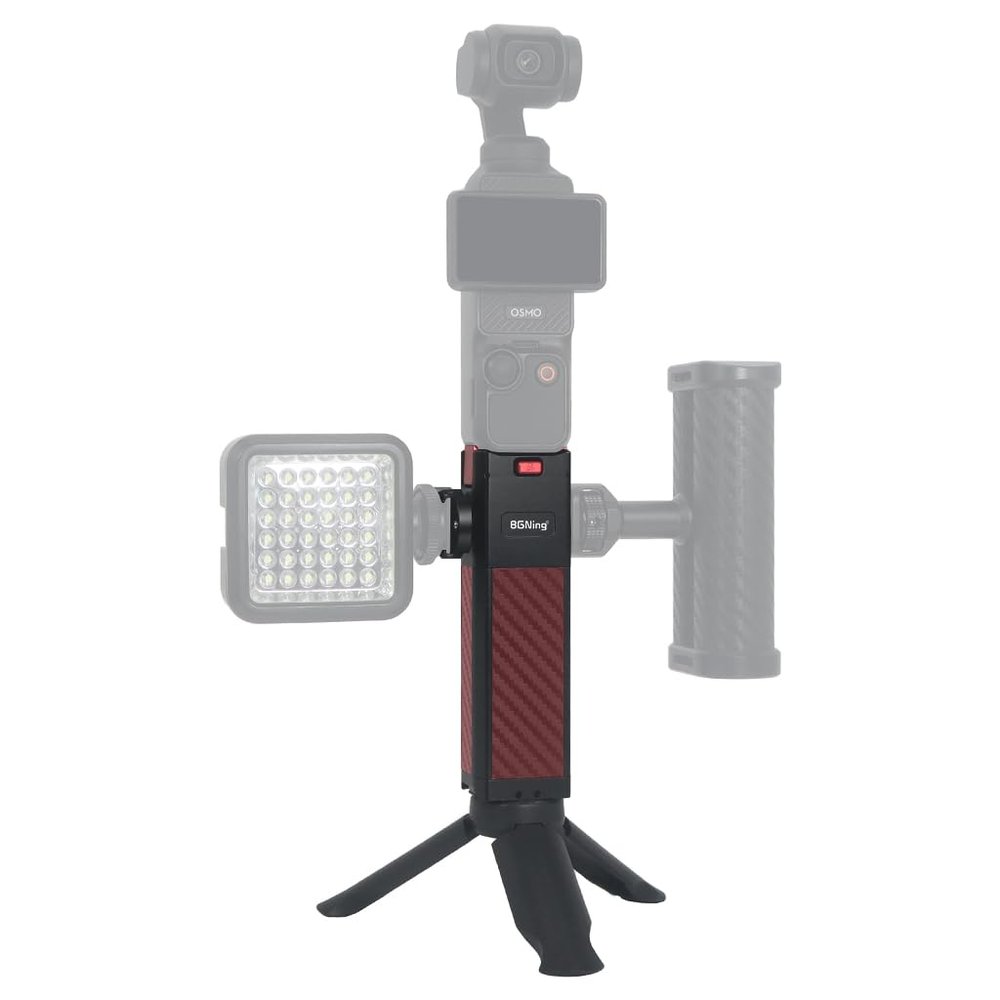 BGNing Charging Adapter Base Compatible with Pocket 3 Accessories, Magnetic Folding Two-Card Holder with 1/4 Tapped Holes and 1/4 ARRI-Standard Positioning Hole (with Cold Boots and Tripod)