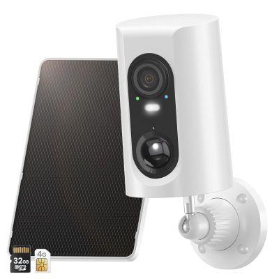 ANRAN 4G LTE Cellular Solar Security Camera Wireless Outdoor, 2K No WiFi Solar Powered Security Camera, 2 Way Audio, Smart Motion Detection, Color Night Vision, IP66, White (32GB & SIM Card Included)