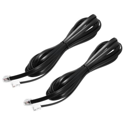 MECCANIXITY 2 Pack Telephone Cord, 9.8ft Phone Cable RJ12 6P6C Male to Male Straight Wired Handset Cord for Home, Office, Black