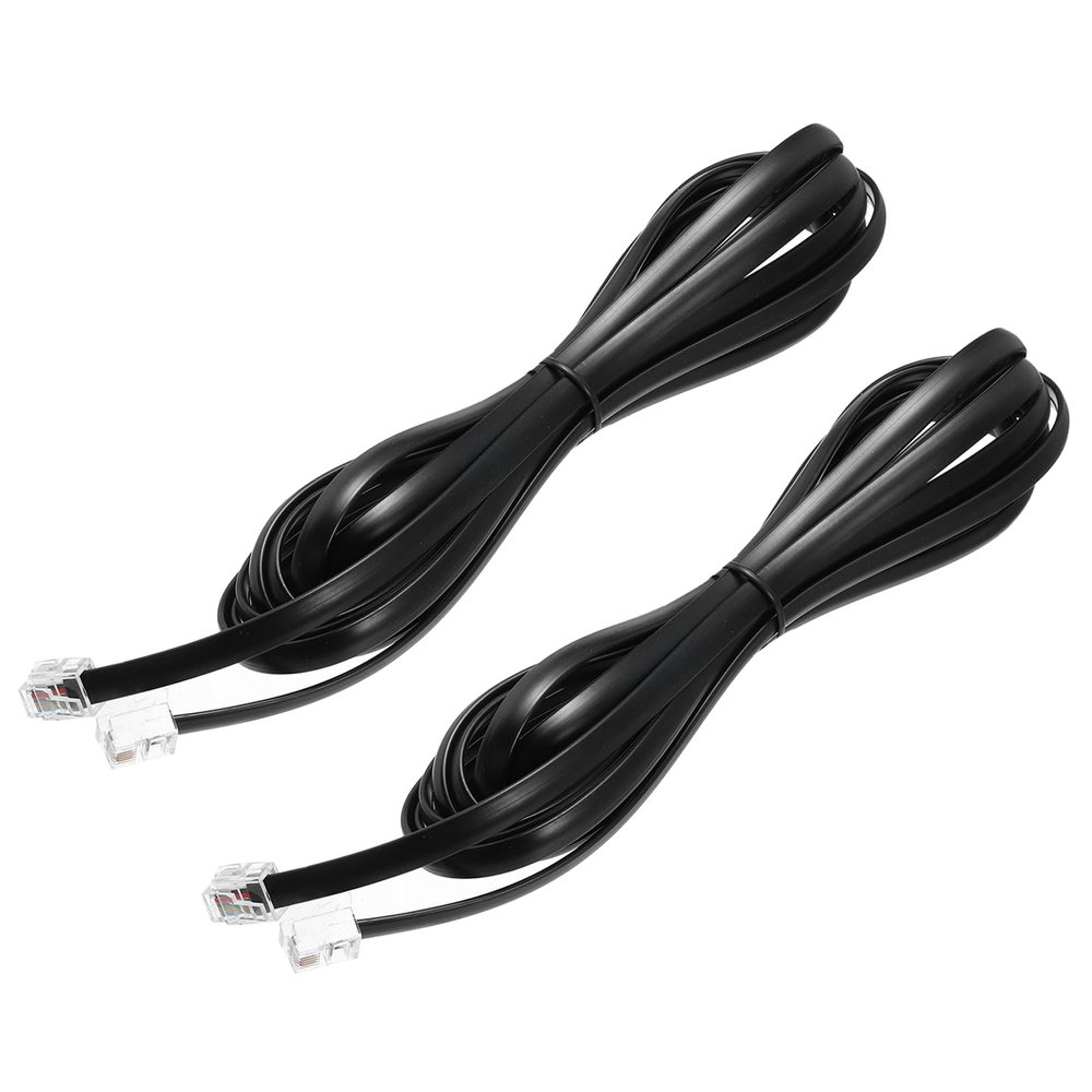 MECCANIXITY 2 Pack Telephone Cord, 9.8ft Phone Cable RJ12 6P6C Male to Male Straight Wired Handset Cord for Home, Office, Black