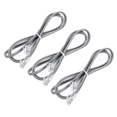 MECCANIXITY 3 Pack RJ45 8P4C to RJ11 6P4C Adapter Converter Cable, RJ45 to RJ11 Adapter Telephone Handset Cord for Home, Office, 3.3ft, Grey