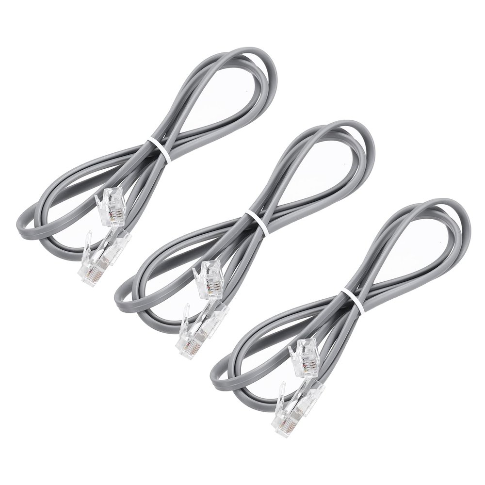 MECCANIXITY 3 Pack RJ45 8P4C to RJ11 6P4C Adapter Converter Cable, RJ45 to RJ11 Adapter Telephone Handset Cord for Home, Office, 3.3ft, Grey