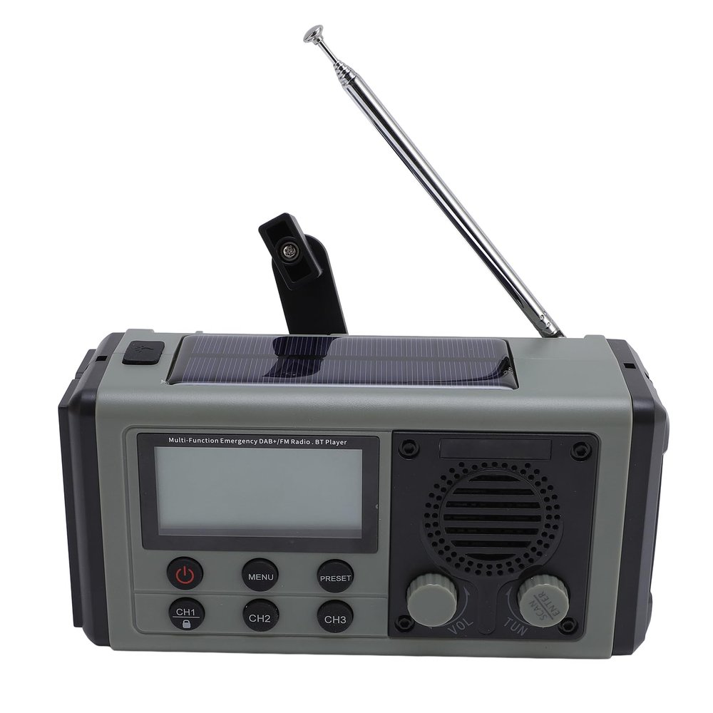 Yoidesu Emergency Radio, 10000mAh Solar Hand Crank Weather Radio, BT Speaker with DAB FM Broadcast and IPX6 for Outdoor Lighting and Power Backup (Green)