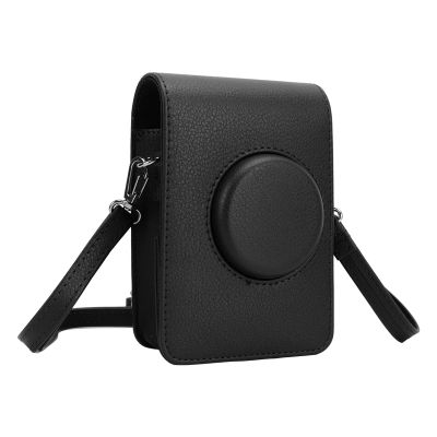 Akozon Camera Bag Retro Camera Pouch Case PU Leather Adjustable Strap Soft Liner Camera Case for Mini Photography (Black)