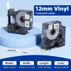 Colorty Replacement for Dymo Rhino 18444 12mm Industrial Label Tape a18444 1/2" x 18' Permanent Vinyl Label, Work for Rhino 1000 3000 4200 5000 5200 6000 Label Maker, Black on White, 5-Pack view 2
