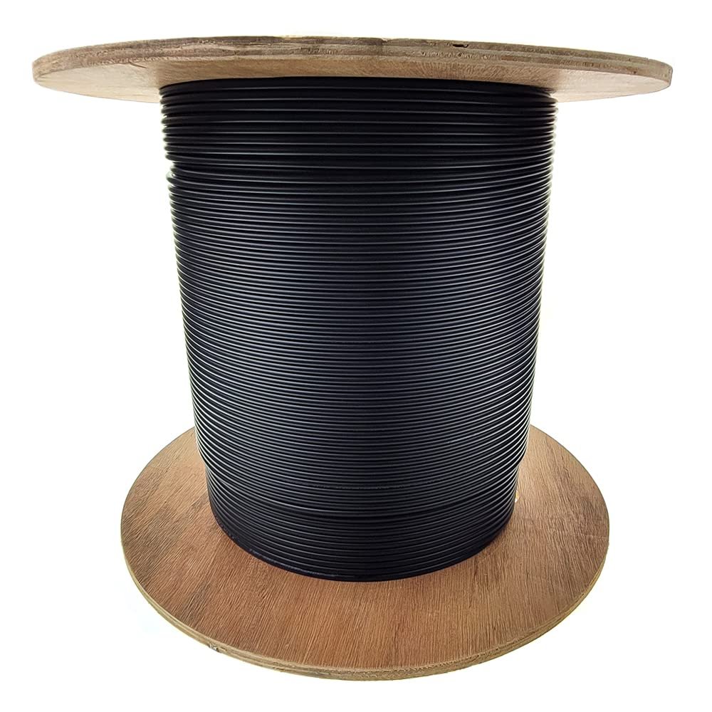12 Fiber Indoor/Outdoor Fiber Optic Cable, OS2 9/125 Singlemode, Corning, Black, Riser Rated, Spool, 2000 Foot Cable