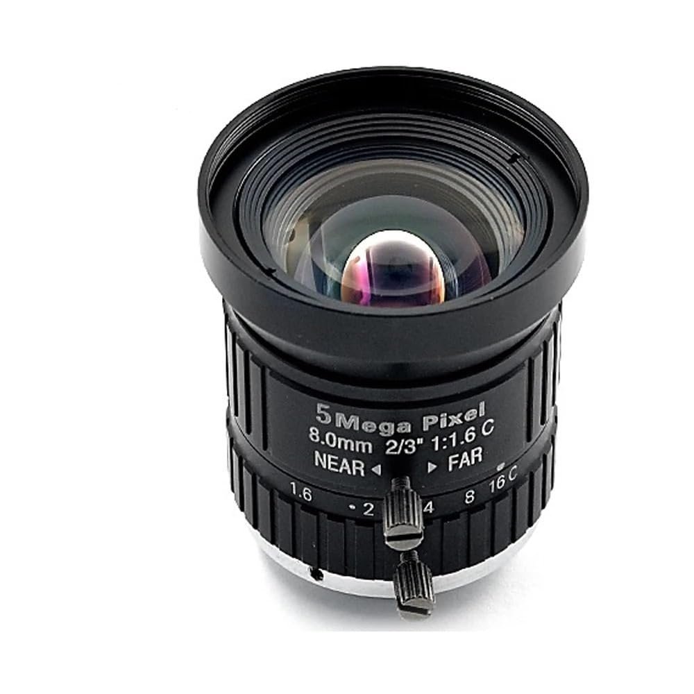 HD 5MP CCTV Camera Lens 8mm C-Mount Aperture F1.6 Image Format 2/3" for Industrial Safety Road Surveillance