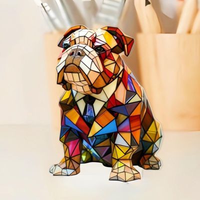YGWXYYZJ Schnauzer Lamp, Dog Series Art Night Light, Stained Resin French Bulldog Tabletop Night Light, Cute Pet Dogs Themed LED Table Lamps, Vintage Animal Home Decor(Style-G)