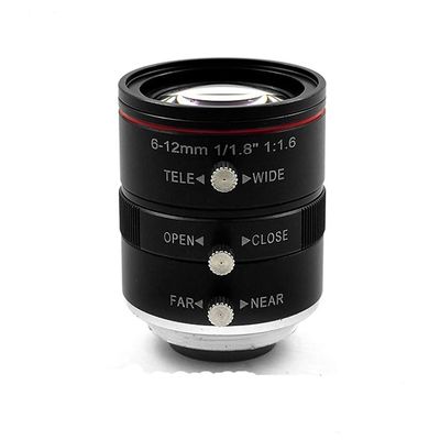 HD 3MP Industrial CCTV Lens 6-12mm Varifocal C-Mount 1/1.8 Inch Aperture F1.6 for Video Surveillance IP Cameras
