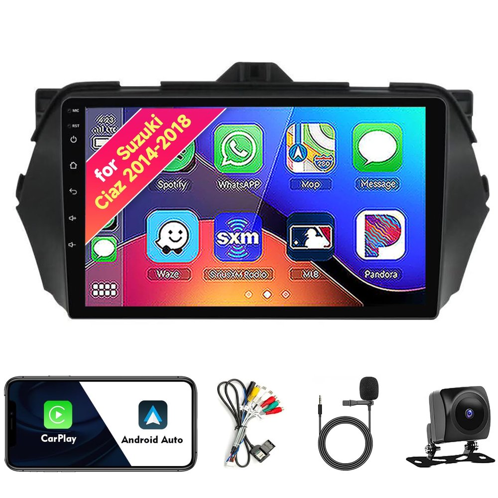 Car Radio Stereo for Suzuki Ciaz 2014-2018, Android 13, 9" IPS Touch Screen Upgrade Replacement with CarPlay & Android Auto, GPS Navigation DSP SWC 5G WiFi Camera 8CORE 2+32GB
