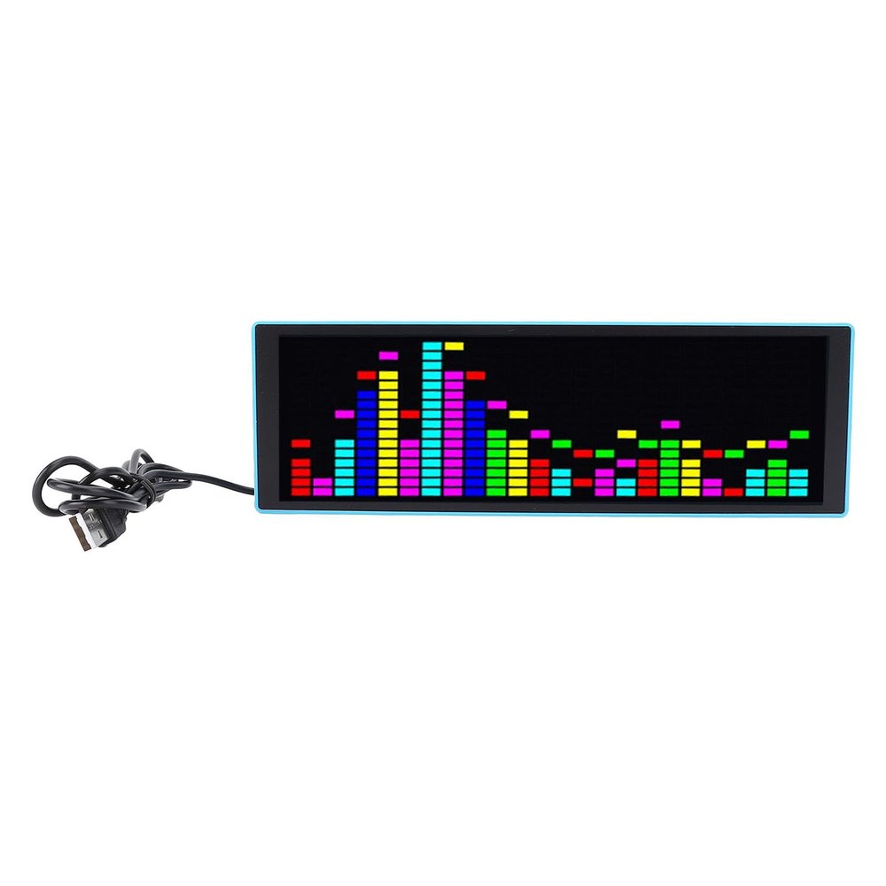 ZJchao LED Music Spectrum Clock with RGB Rhythm Light Display, Color-Changing Reactive Lamp, Blue 5V Desktop Alarm Clock for Bedroom & Studio