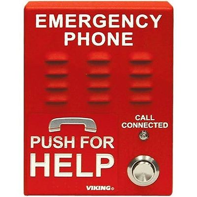 E-1600A Emergency Phone with Built-in Dialer and Voice Announcer, ADA Compliant, Red