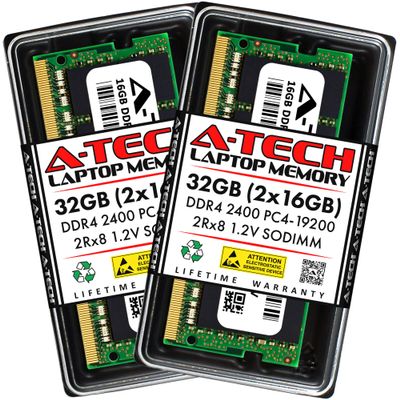 A-Tech 32GB Kit (2x16GB) RAM for Dell Inspiron 15 Gaming 5579 Laptop | DDR4 2400MHz PC4-19200 SODIMM 2Rx8 1.2V 260-Pin Non-ECC SO-DIMM Memory Upgrade