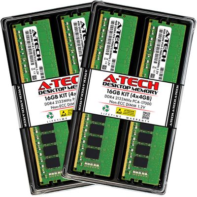 A-Tech 16GB Kit (4x4GB) RAM for Dell XPS 8900, 8910 Desktop | DDR4 2133MHz PC4-17000 DIMM 1.2V 288-Pin Non-ECC UDIMM Memory Upgrade
