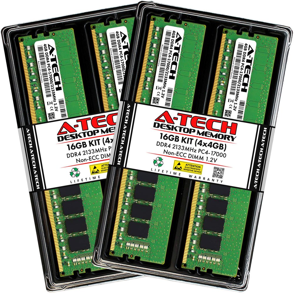 A-Tech 16GB Kit (4x4GB) RAM for Dell XPS 8900, 8910 Desktop | DDR4 2133MHz PC4-17000 DIMM 1.2V 288-Pin Non-ECC UDIMM Memory Upgrade