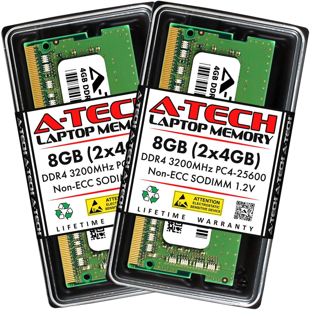 A-Tech 8GB Kit (2x4GB) RAM for Dell Inspiron 5410, 5418, 5510, 5518, 7510, 7610 Laptop | DDR4 3200MHz PC4-25600 SODIMM 1.2V 260-Pin Non-ECC SO-DIMM Memory Upgrade