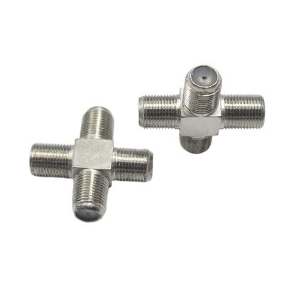 2pcs 2 in 1 F Head TV Male Plug Female Ja-ck Closed-Circuit Joint Plug Right Angle Antennas TV Coaxial Pl>UG*s Adapter Connector(006)