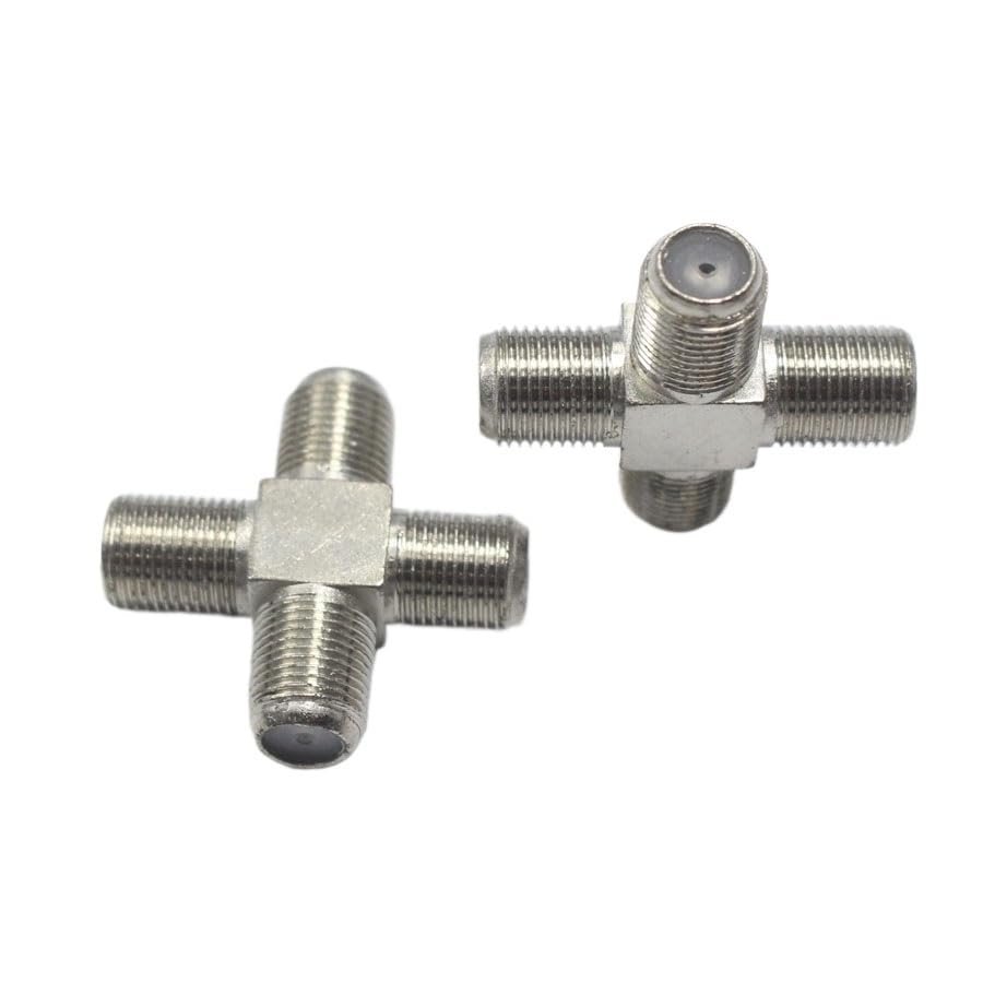 2pcs 2 in 1 F Head TV Male Plug Female Ja-ck Closed-Circuit Joint Plug Right Angle Antennas TV Coaxial Pl>UG*s Adapter Connector(006)