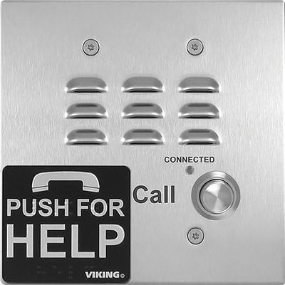E-1600-32A ADA Compliant Stainless-Steel Handsfree Emergency Landline Phone with Digital Voice Announcer, 2-Gang Box Mount