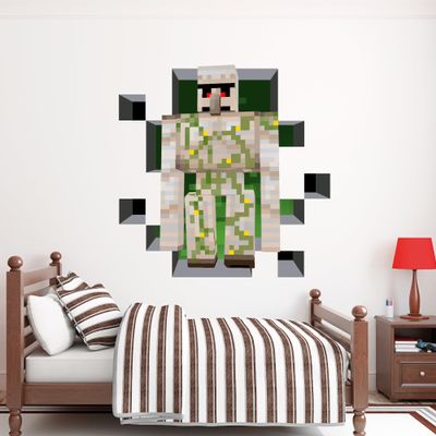 3D Dragon Wall Decal Gamer Room Decor for Boys | Pixel Style Removable Vinyl Sticker for Bedroom, Playroom, or Gaming Zone (3D Robot)