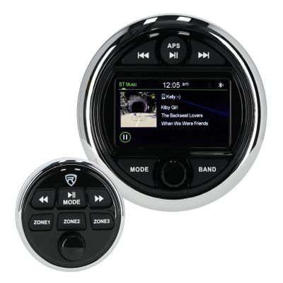Rockville RGHR48A Marine Bluetooth Radio Receiver, 4-Zone 72W x4 Amplifier, 3" Color Display, Waterproof