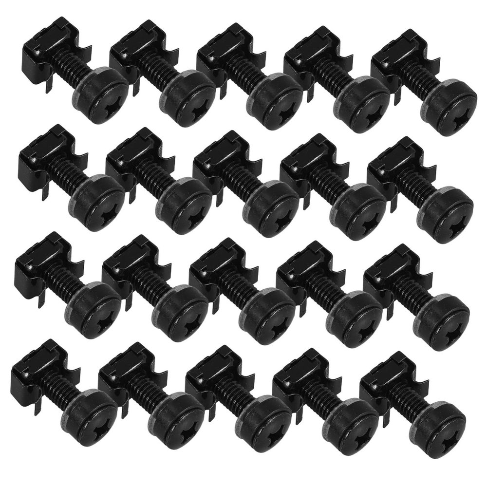 Hemobllo Robust Rack Mount Screws and Nuts 50 Pack Stainless Steel Cage Nuts for Network Switch Servers