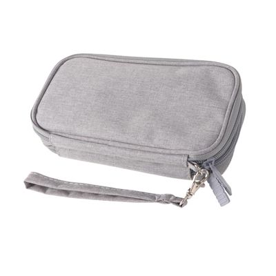 COHEALI Double Layer Shockproof Data Cable and Charger Storage Bag Water Resistant Electronics Organizer for Travel Gray Digital Accessory Pouch Hanging Ring