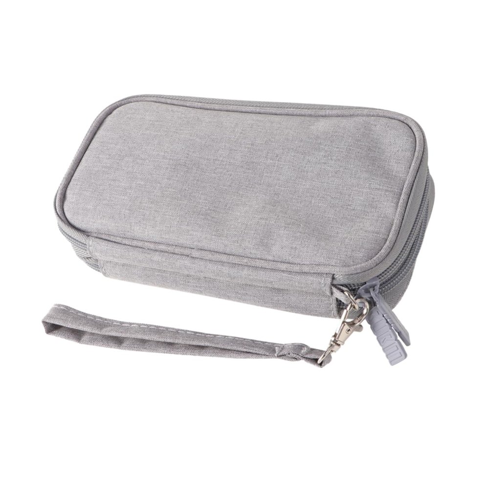 COHEALI Double Layer Shockproof Data Cable and Charger Storage Bag Water Resistant Electronics Organizer for Travel Gray Digital Accessory Pouch Hanging Ring