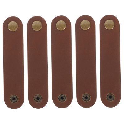 POPETPOP 5Pcs Leather Cord Organizer for Charging Cords Reusable Cable Wraps Adjustable Straps for Use Black