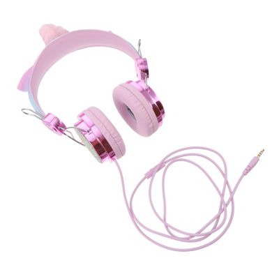 BRIGHTFUFU Unicorn Shape Boys and Girls Headset Microphone Rhinestone Glitter Headphones for Children Random
