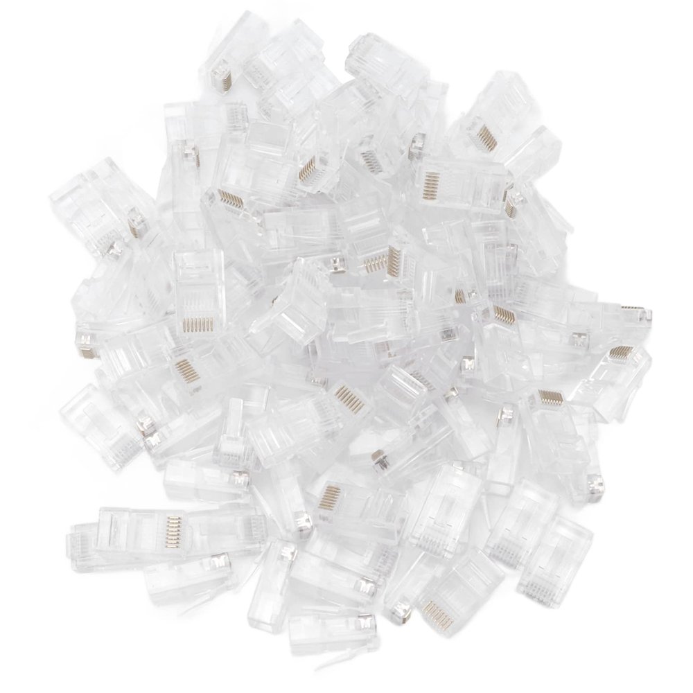 100Pcs Gold Plated RJ45 Connectors | 3U Gold Copper for High - Speed Internet | Robust PC Ethernet Cable Heads | 8P8C Network Plug Terminals for TF1013A