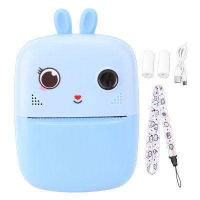 Small Print Camera 1080P 80MP Micro Portable 2 Cameras Instant Black White Photo Printing (Blue)
