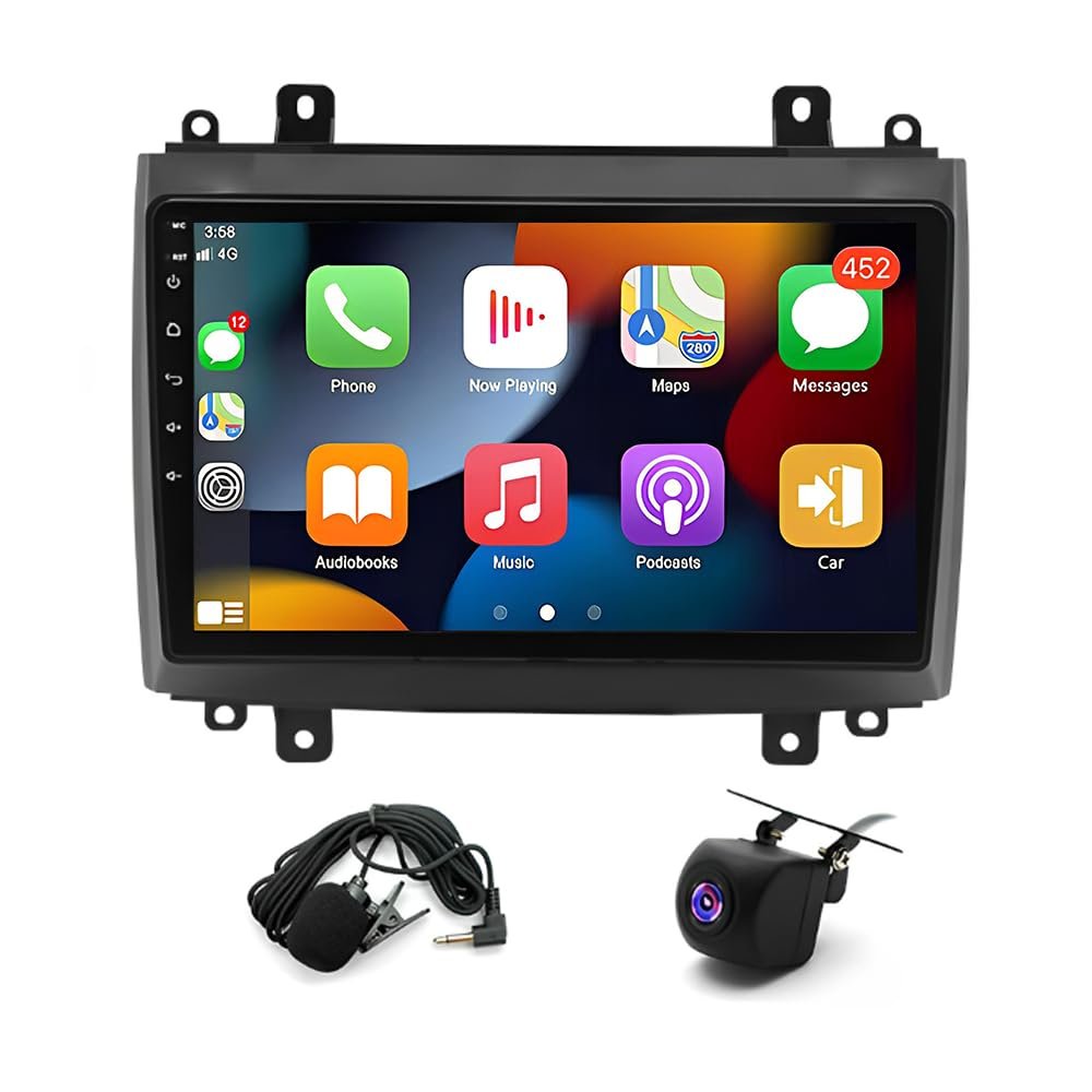 10 inch Double Din Car Stereo Radio for Cadillac CTS 2003 2004 2005 2006 2007, 4+64G for Cadillac SRX 2004-2008 with Wireless Carplay Android Auto Car Radio GPS WiFi Bluetooth FM RDS AHD Backup Camera