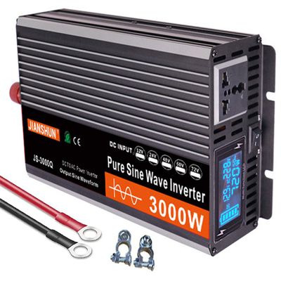 3000W 4000W 5000W 6000W (Peak) Pure Sine Wave Power Inverter, Intelligent Inverter 12V/24V/48V/60V DC to 220V~240V AC Converter with LCD Display, AC Outlets,for RV Truck Camping-12V