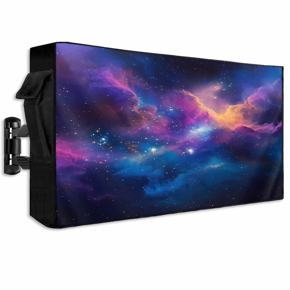 EZON-CH Outdoor TV Cover 52-55 Inches Nebulae, Waterproof and Weatherproof, TV Screen Protector with Remote Control Pocket for Outside Flat Screen Televisions