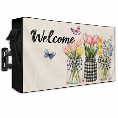 EZON-CH Outdoor TV Cover 52-55 Inches Daffodils, Waterproof and Weatherproof, TV Screen Protector with Remote Control Pocket for Outside Flat Screen Televisions