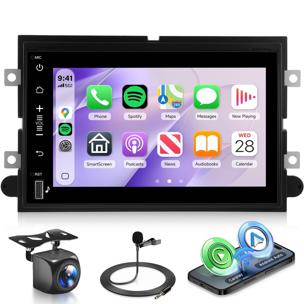 8Core 4G+64G CAR Radio Stereo for Ford F250 F150 F350 E250 E350 2004-2014, for F150 Wireless CarPlay Android Auto, 32EQ, 5GWiFi GPS, 7 inch Radio Bluetooth Touch Screen FM Backup Camera