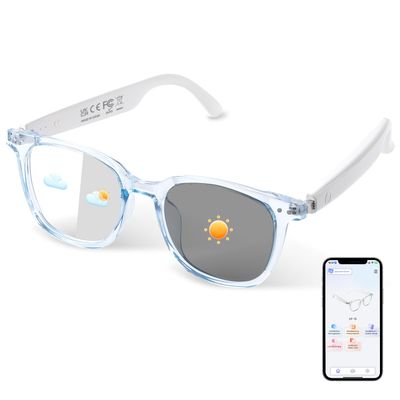 AI Smart Glasses for Men & Women, AI-Powered By Translation, Noise Reduction, Open Ear Audio Mic & Speakers, Translation Glasses with Color-Change Lenses, Support 169 Languages, Business/Travel(Blue)