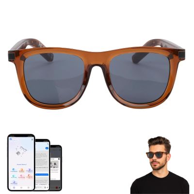 AI Smart Glasses for Men Women, Bluetooth Translation Glasses with 169 Language, Auto On/Off by Wearing Sensor, Wide Face, UV400 polarized lens, Audio Smart Sunglasses for Travel Meeting Sports-Brown